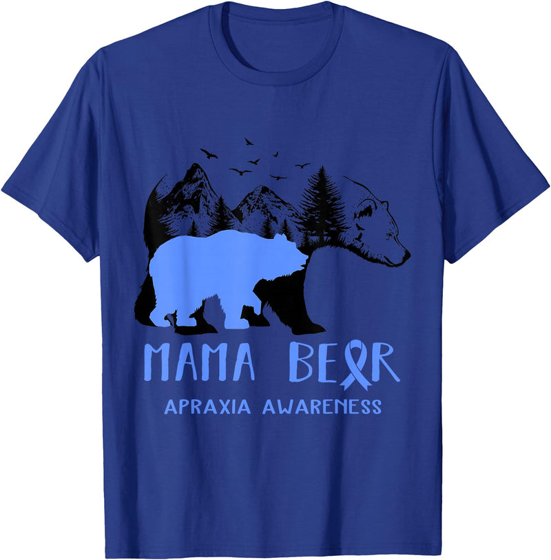 Mama Bear Apraxia Awareness Shirt For Women Men T-Shirt - Royal Blue