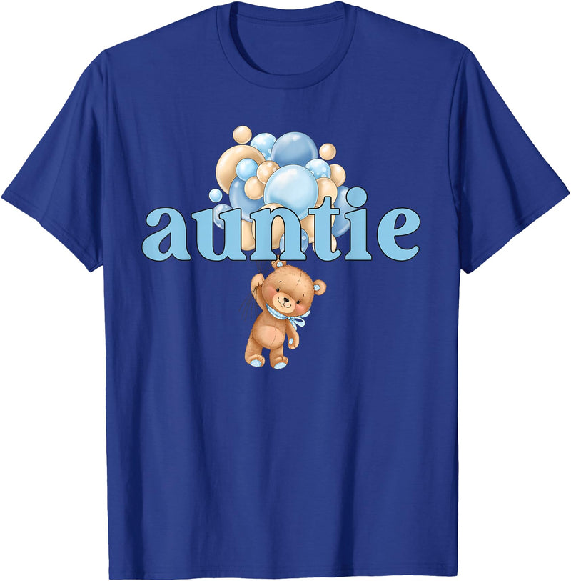 Beary 1st Birthday Boy Teddy Bear Matching Apparel Auntie Teddy Bear 1st Birthday Boy Family Matching T-Shirt - Royal Blue