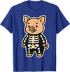 Spooky Cute Cartoon Animals in Halloween Outfits Funny Pig Skeleton Costume for Kids Boys Girls Halloween T-Shirt - Royal Blue