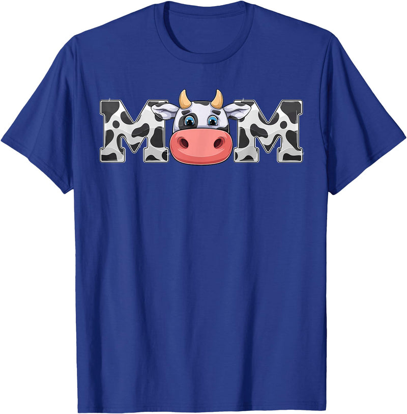 ETHRLO cow im one birthday decorations Shirts Mom Cow Print Cowboy Animal Pattern Farmer Cow Mother Mom T-Shirt - Royal Blue