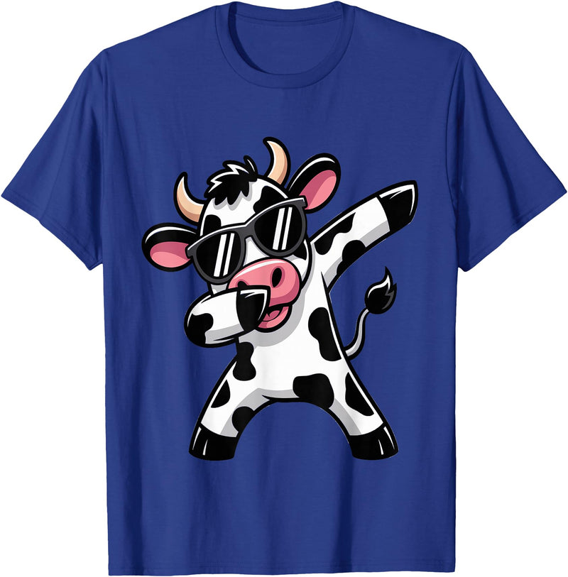 Funny Dabbing Cow Design Ls Dabbing Cow Farm Animal Cow Lover Farming T-Shirt - Royal Blue
