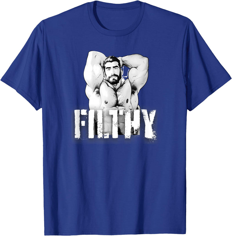 Muscular Daddy Bear Art By Big Daddy Bear Mens Filthy Gay Bear Muscle Daddy Bear LGBT Gay Pride 2024 T-Shirt - Royal Blue