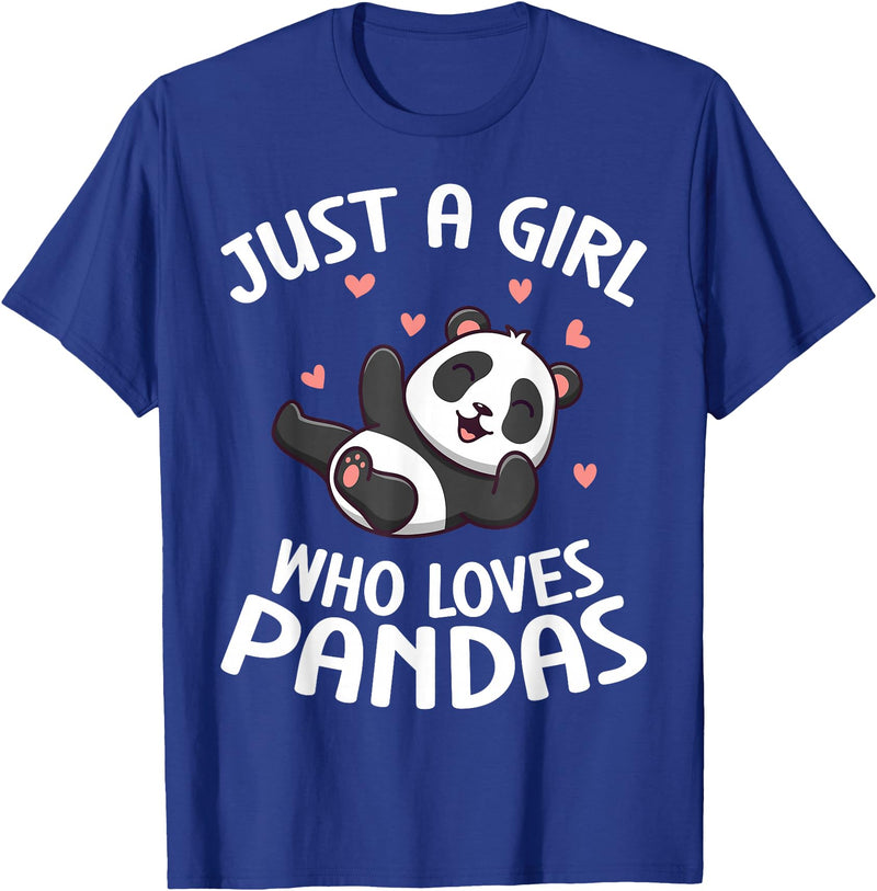 Panda Bear Clothing Panda Lover Cute Kids Just A Girl Who Loves Pandas T-Shirt - Royal Blue