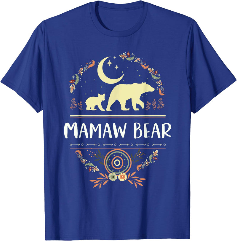 Matching Family Grandma Bear Boho by Foxio Mamaw Bear Floral Matching Family Funny Grandma Bear Boho T-Shirt - Royal Blue