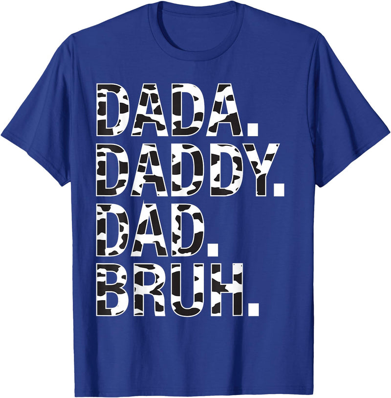 Highland Cow Dad Shirt Dad Cow Print Father's Day Dad Dada Daddy Bruh Papa Cow Daddy Love Cows Dad Cow Print T-Shirt - Royal