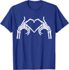 Skeleton Hand Halloween Trendy Novelty Graphic Art Skeleton Hands Heart Sign Halloween Tops T-Shirt - Royal Blue
