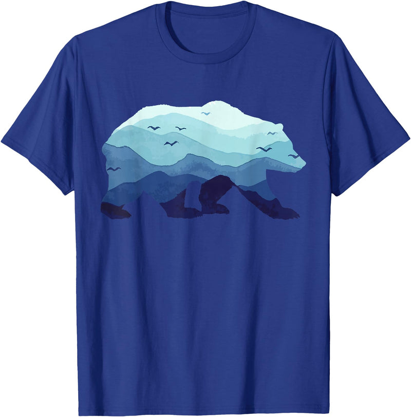 Grizzly Bear Mountains - Gifts & Apparel Co. Bear Nature Mountains Grizzly Hiking Camping Outdoor Gift T-Shirt - Royal Blue