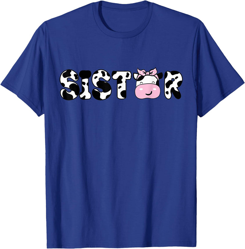 Cow Family Matching Birthday Tee For Mom Dad Kids Sister of The Birthday Boy Funny Cow Sí Family Matching T-Shirt - Royal