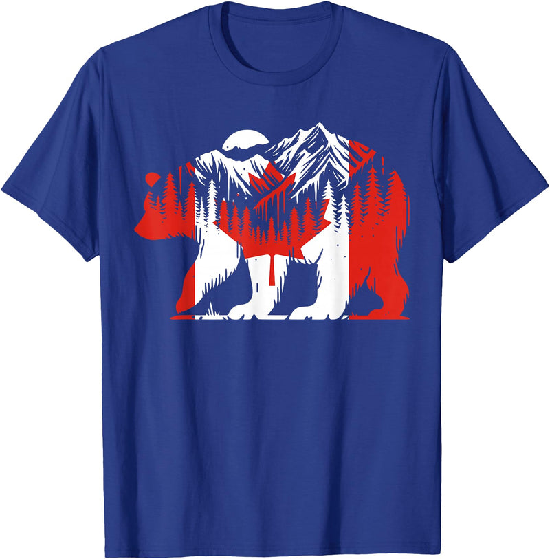 Polar Bear Canadian Flag Canada Day Maple Leaf Polar Bear Animal Canadian Flag Maple Leaf Nature Canada Day T-Shirt - Royal Blue