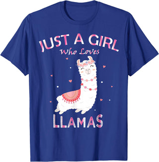 Just A Girl Who Loves Llamas Gift Shirt Just A Girl Who Loves Llamas T-Shirt Gift For Llama Gift Tee T-Shirt - Royal Blue