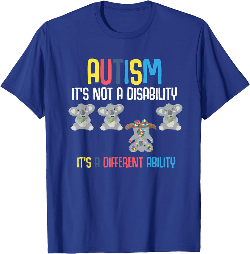 Autism Awareness Gifts Cute Koala Bears Its A Different Ability Autism Awareness T-Shirt - Royal Blue