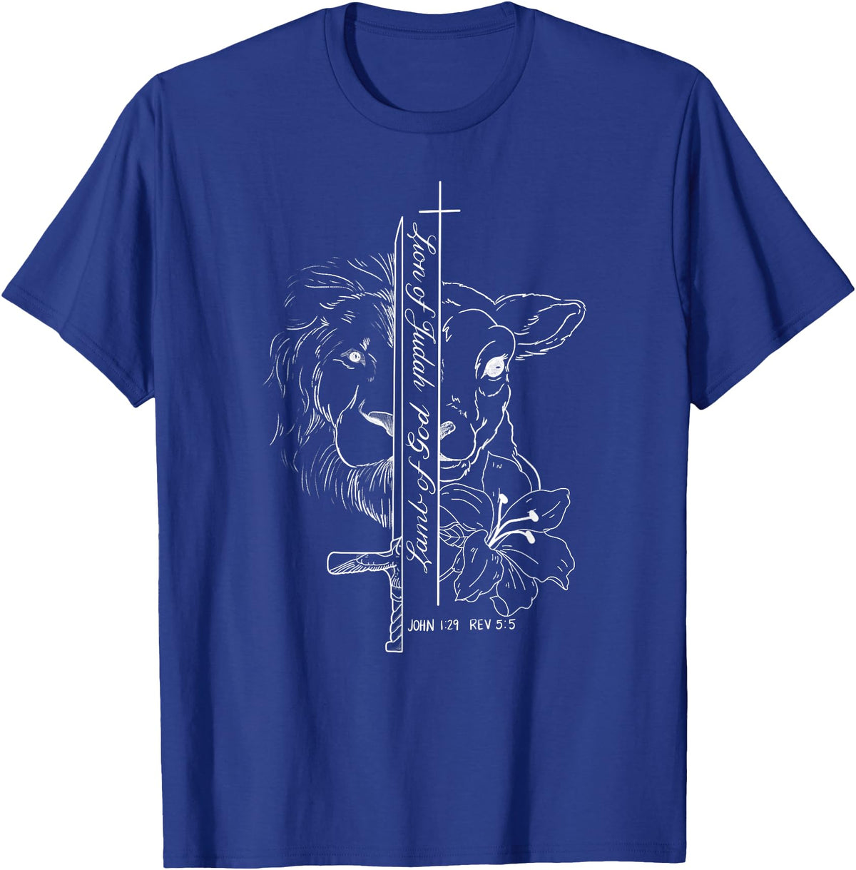 Baker Hill Farm Lion & Lamb T-Shirt - Royal Blue
