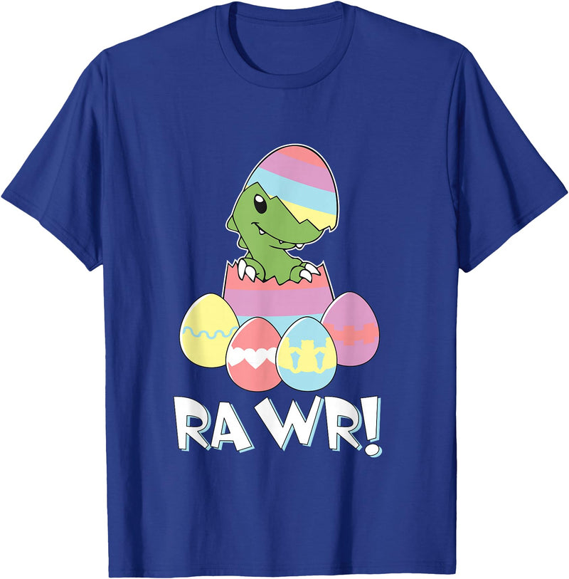 Easter Egg Hunter Dinosaur Dino Easter T-Rex Rabbit Bunny T-Shirt in Royal Blue