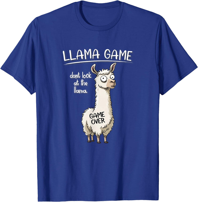 Cute Cartoon Llama Mama Gifts T Shirts & Hoodies Funny Mens Womens Kids Llama Game Don't Look At The Llama T-Shirt - Royal Blue