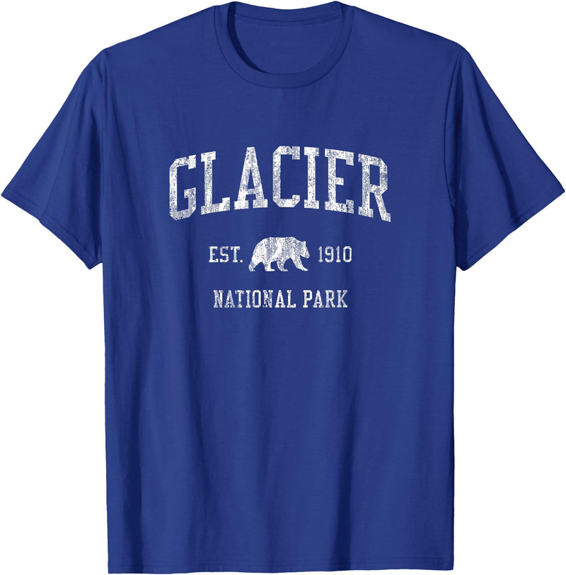 Jim Shorts Glacier National Park T-Shirt Vintage Sports Design Tee T-Shirt - Royal Blue