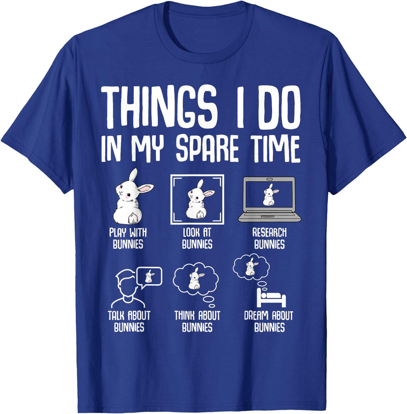 Things I Do in My Spare Time Bunny Rabbit Girls Kids Womens T-Shirt in Royal Blue