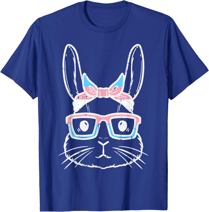 Bunny Rabbit Trans Bandana Glasses Esaster Transsexual Pride T-Shirt in Royal Blue