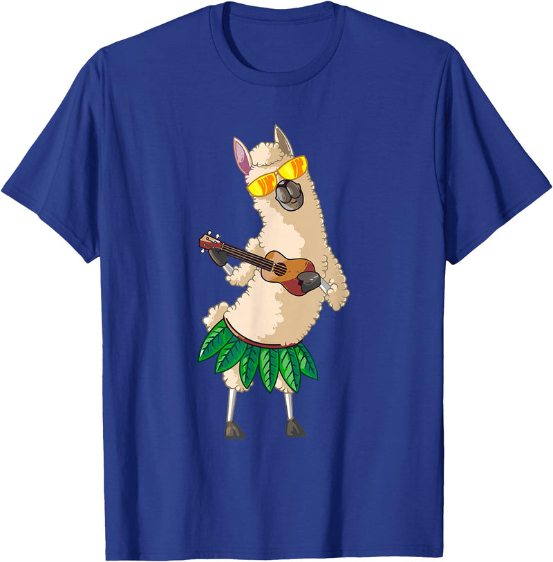 Llama Ukulele Luau TShirt Cute Gifts Llama Ukulele Luau Cute Funny Cool Hawaii Alpaca Gift T-Shirt - Royal Blue