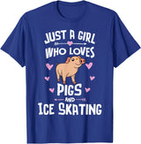 Pigs Memme Pigs And Ice Skating Gifts for Girls Women T-Shirt - Royal Blue