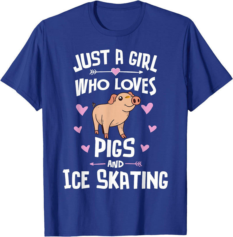 Pigs Memme Pigs And Ice Skating Gifts for Girls Women T-Shirt - Royal Blue