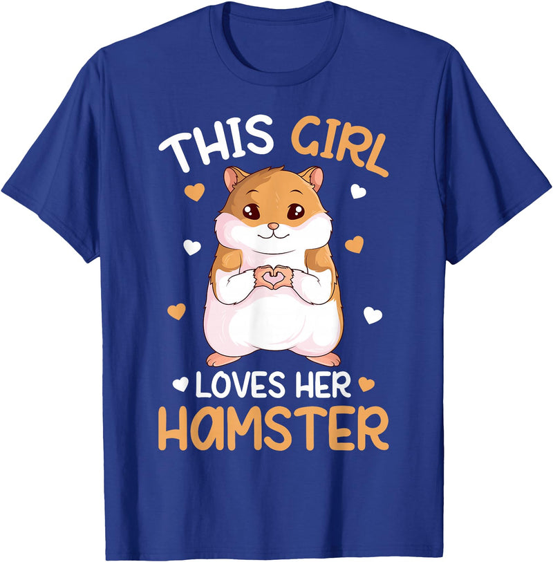 This Girl Loves Her Hamster Hammy Girls Hamster Lover T-Shirt - Royal Blue