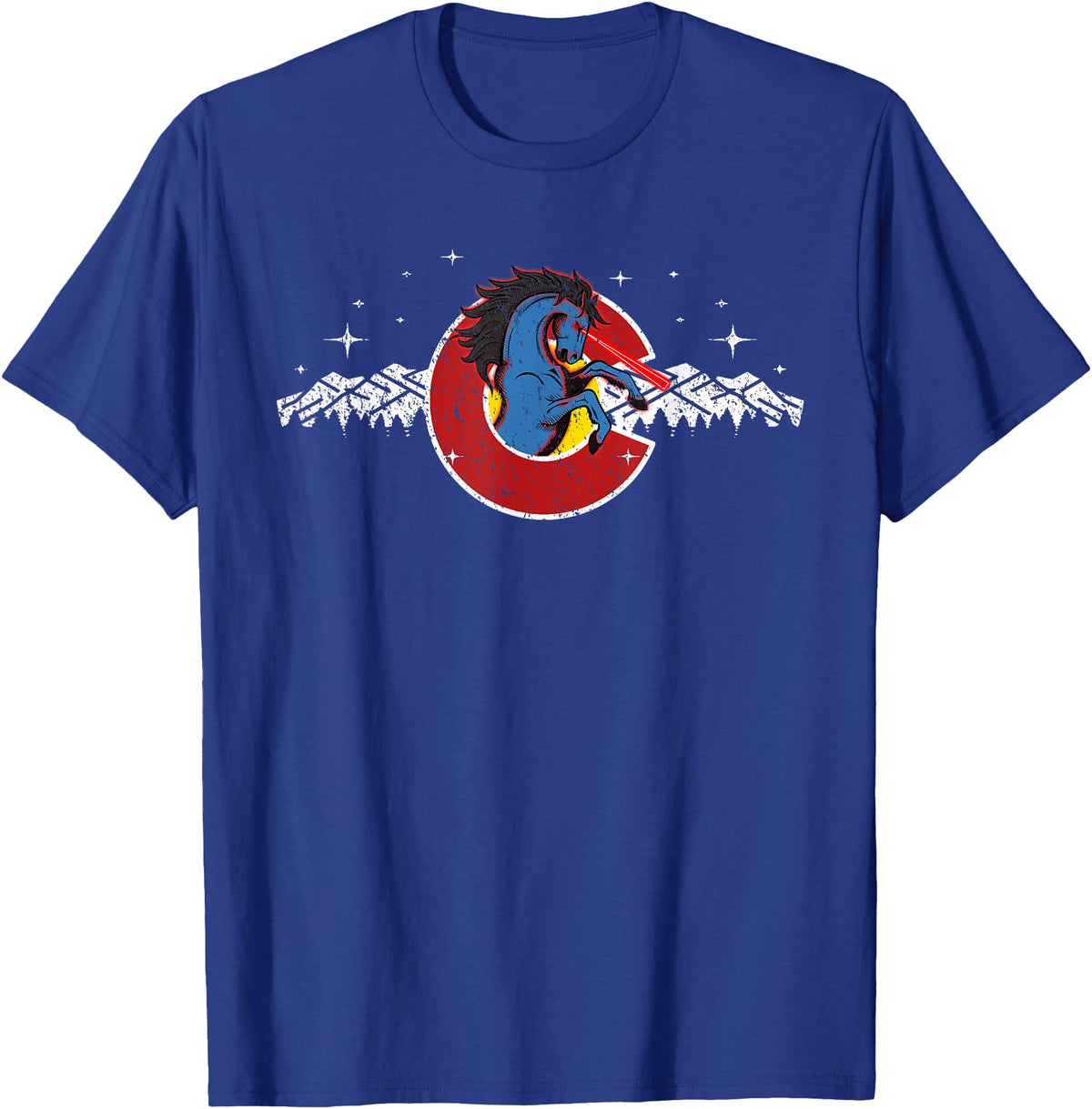 Colorado Underground Colorado Blucifer Demon Horse T-Shirt - Royal Blue