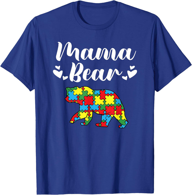 Mama Bear Autism Awareness Mom Puzzle Clothing Co Autism Awareness Mama Bear Proud Autistic Mom T-Shirt - Royal Blue