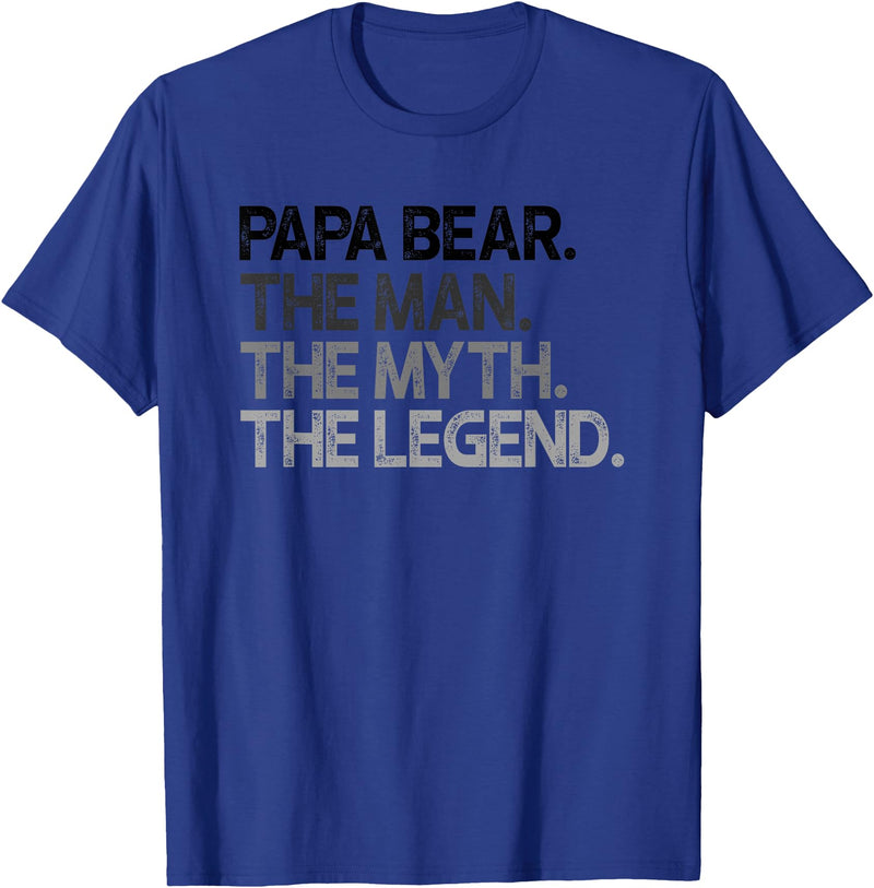Papa Bear Gifts Papa Bear The Man The Myth Legend Gift T-Shirt - Royal Blue