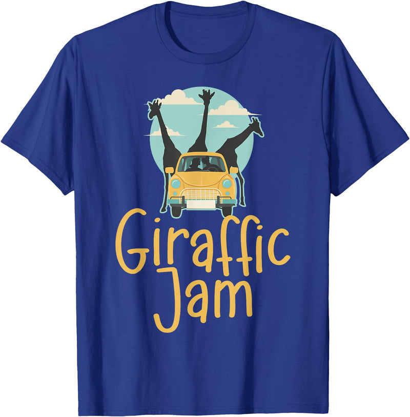 Hadley Designs Giraffe Giraffic Jam For Women Men Kids, Funny Animal T-Shirt - Royal Blue