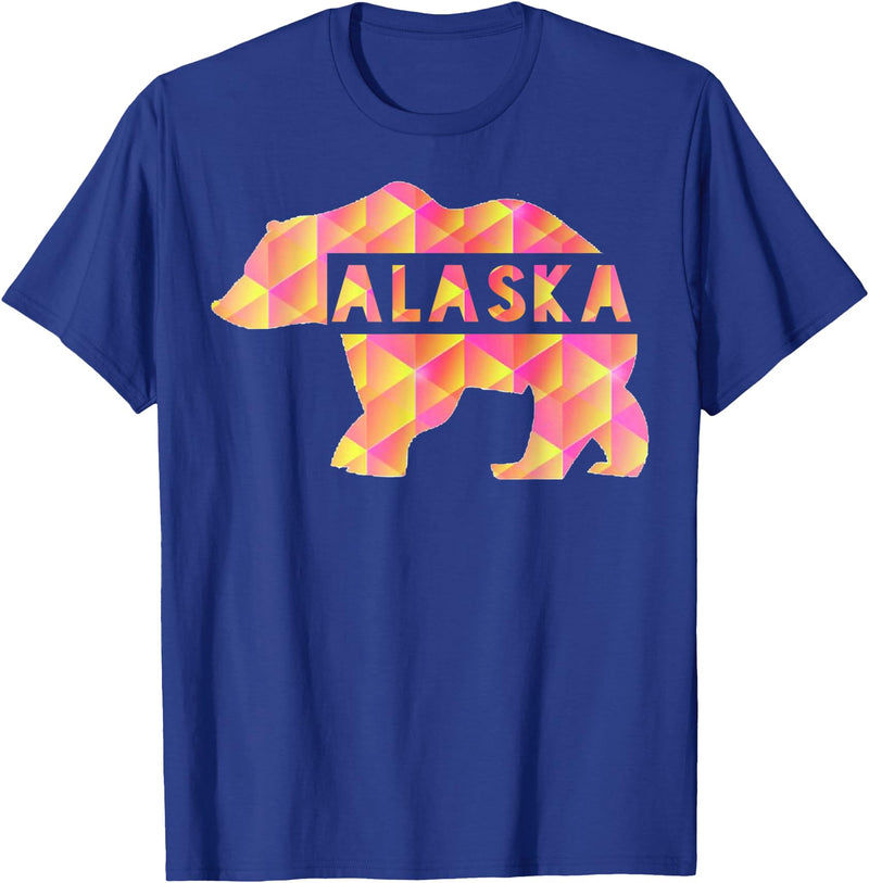 Proud Alaskan Bear Art Alaska State Pride Proud Alaskan Pink Grizzly Bear T-Shirt - Royal Blue