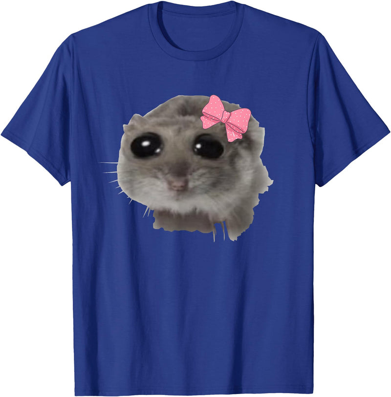 Coquette Sad Hamster Meme Crying T-Shirt - Royal Blue