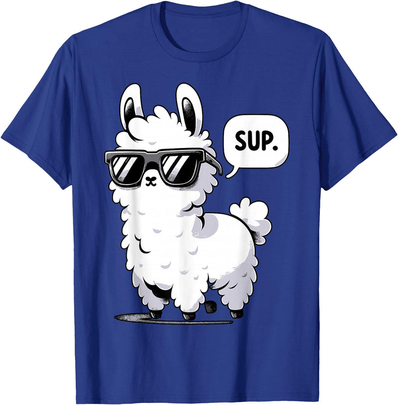 Magical and Funny Llama lover Gifts Alpaca Llama with Sunglasses Sup T-Shirt - Royal Blue