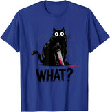Cat Owners Black Cat What? Black Cat Murderous Cat With Knife Black Cat T-Shirt