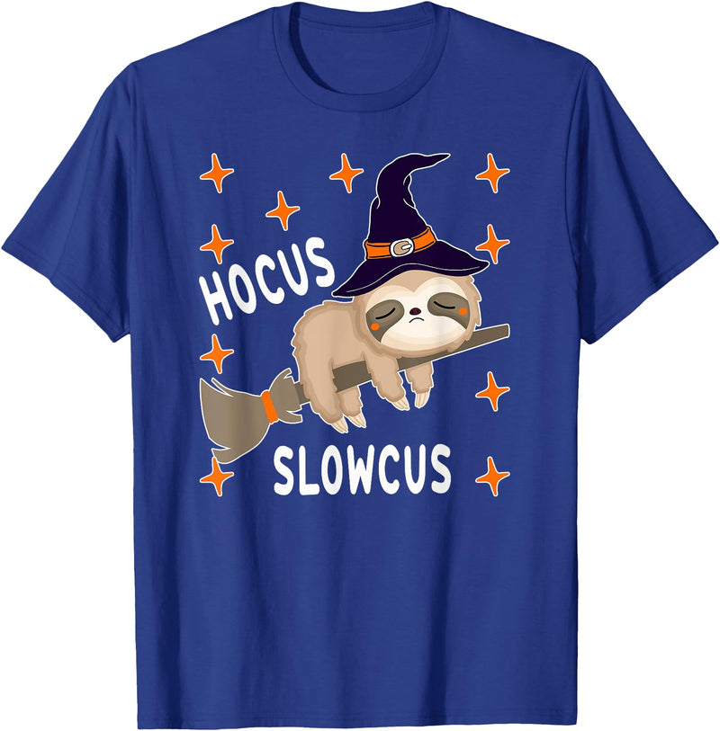 Funny Sloth Witch Halloween Costume 2021 Hocus Slowcus Cute Funny Sloth Halloween 2021 Costume Gift T-Shirt - Royal Blue