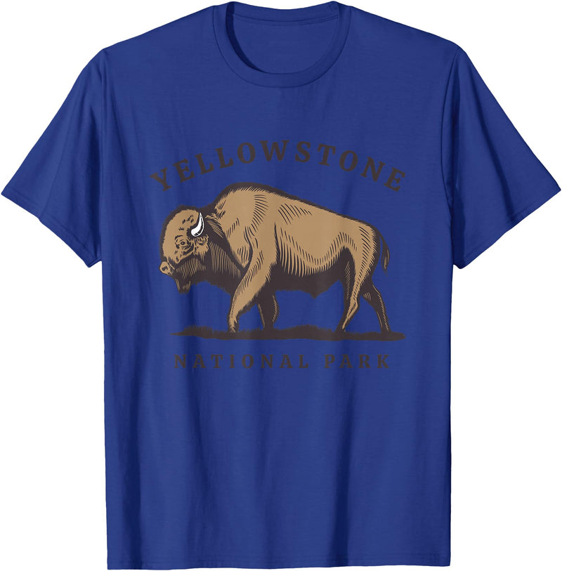 Yellowstone National Park Bison Clothing Co Yellowstone National Park Wyoming Buffalo Bison T-Shirt - Royal Blue