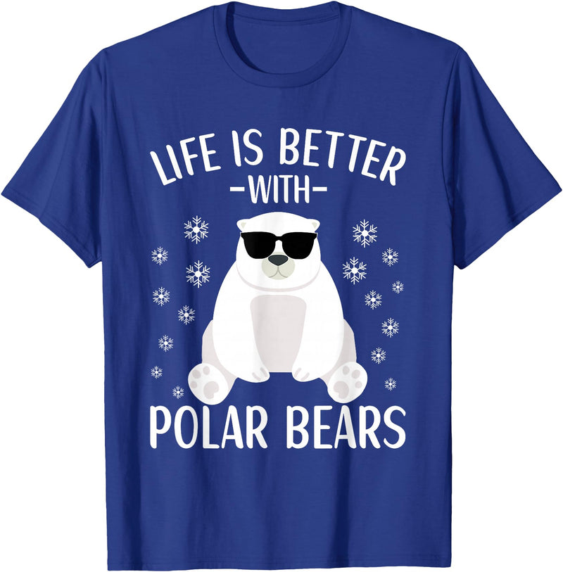 Polar Bears Accessories for Men Women & Kids Life Is Better With Polar Bears Cool Polar Bear for Kids T-Shirt - Royal Blue