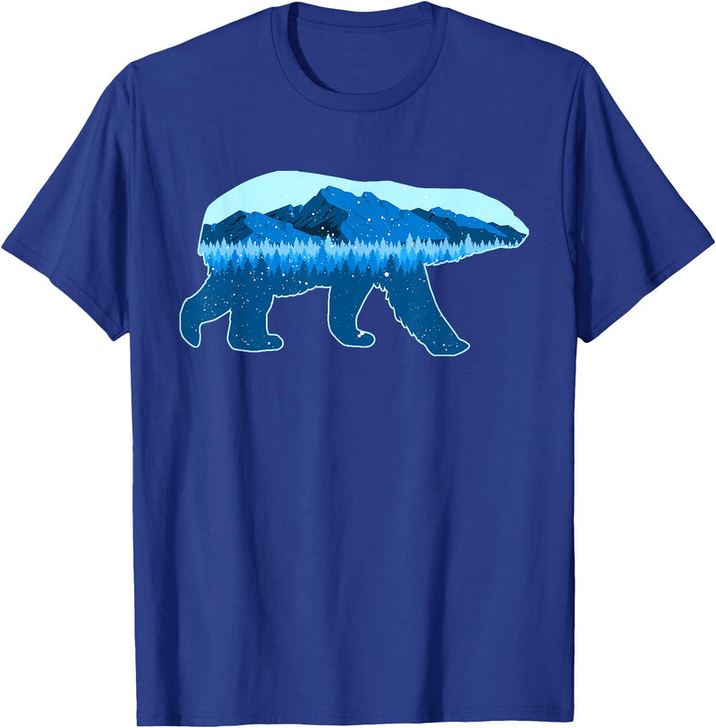 Save the Polar Bear Lovers Designs Polar Bear Print Landscape - Save the Polar Bear T-Shirt - Royal Blue