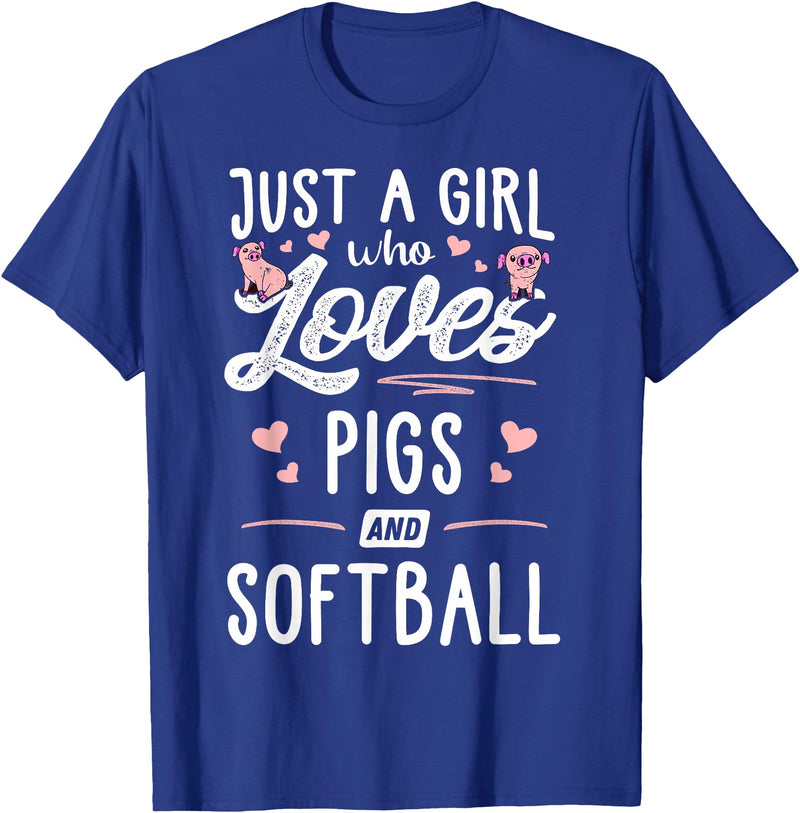 Pigs Memme Just A Girl Who Loves Pigs And Softball Gift Women T-Shirt - Royal Blue