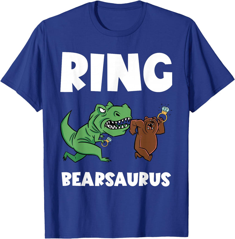 Funny Ring Bearer Wedding Ring Funny Ring Bearer Security Bear Dino Wedding Party Ring T-Shirt - Royal Blue