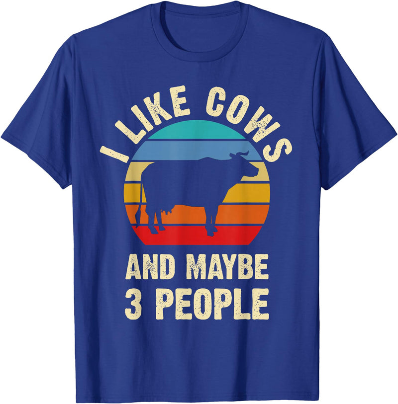 Funny Cows Lover Vintage Theme Gifts I like Cows and maybe 3 people funny vintage Farm theme T-Shirt - Royal Blue