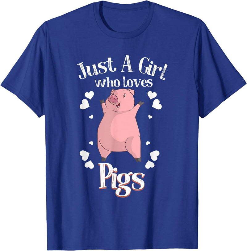 Cool Animal Farmers Year Of Pig Women Girl Designs Funny Just A Girl Who Loves Pigs Gift | Cute Mini Piggy Kids T-Shirt - Royal Blue