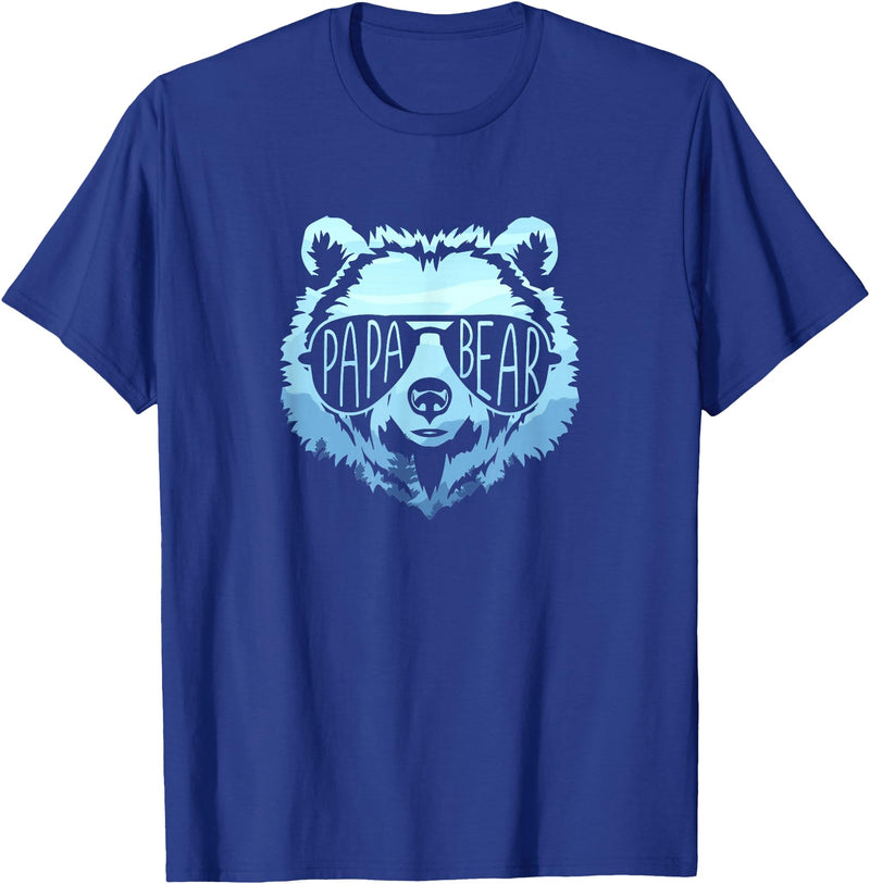papa Grizzly in sunglasses Papa Bear Vintage Graphic T-Shirt - Royal Blue