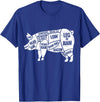 Pig Diagram T-Shirt | Butcher T-Shirts Pig and Pork Diagram Shirt, Butcher Shirt, Bacon Tee T-Shirt - Royal Blue