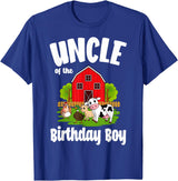 Birthday Boy Farm Animal Theme Uncle Of The Birthday Boy Farm Animal Bday Party Celebration T-Shirt - Royal Blue