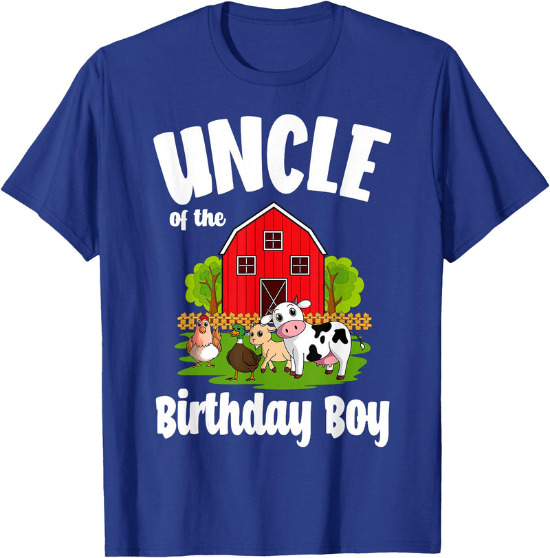Birthday Boy Farm Animal Theme Uncle Of The Birthday Boy Farm Animal Bday Party Celebration T-Shirt - Royal Blue