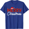 Merry Christmas Buffalo t -shir t Merry Christmas Buffalo Plaid Red Santa Hat Xmas Pajamas T-Shirt - Royal Blue