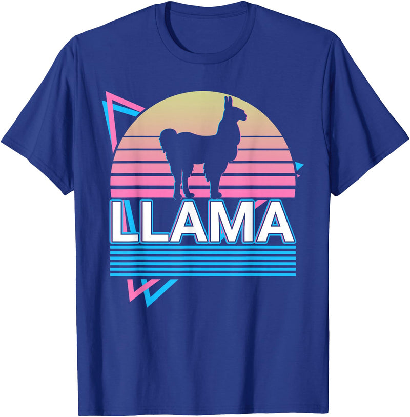 Llama Gifts Llama Alpaca Retro T-Shirt - Royal Blue