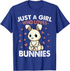 Just a Girl Who Loves Bunnies Kids Girls Rabbit Bunny T-Shirt in Royal Blue