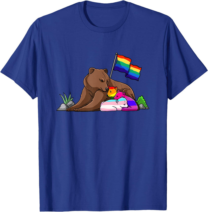 Free Hug LGBT Gay Transgender Pride Support Gift Bear Mom Free Hug LGBT Gay Transgender Pride Accepting Shirt T-Shirt - Royal Blue