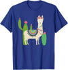 Captivaca Llama Shirts Cute Llama with Flower & Cactus/Llama Lover Gift T-Shirt Small - Royal Blue